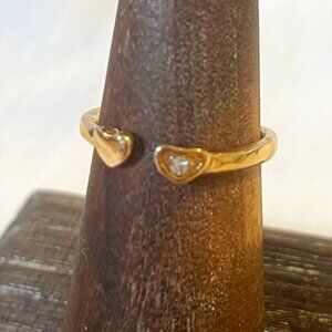 💛 Where Hearts Meet Dainty Double Heart Ring –  Adjustable